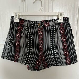 Angie Black and Red Geometric Shorts